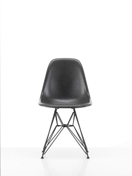 Besucherstuhl Fiberglass Side Chair Gestell Draht Schwarz ,Schale Grau